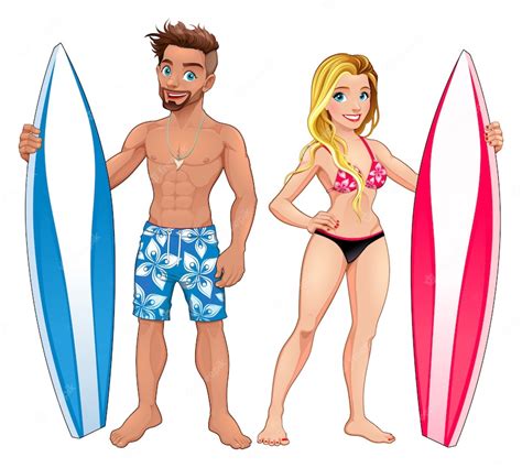 Free Vector | Surfers boy and girl