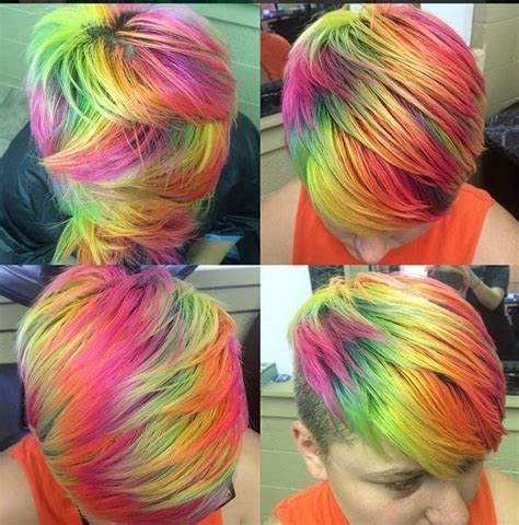 How To Short And Spunky Rainbow Hair Color Styled 6 Ways Short