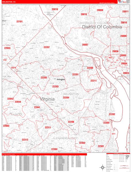 Arlington Virginia 5 Digit Zip Code Maps Red Line