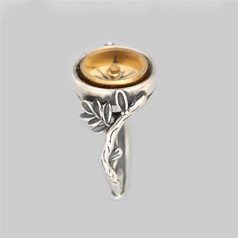 Sterling Silver Ring Compass Ring Silver Twig Ring Working Compass