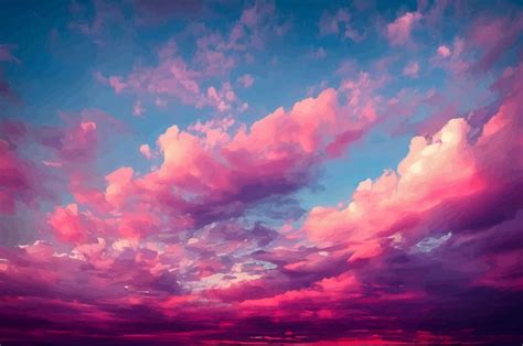 Ilustración De Los Hermosos Cielos Y Nubes De Color Rosa Pastel Y