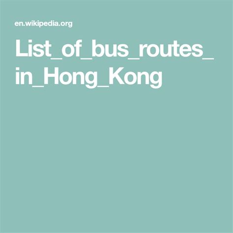 Listofbusroutesinhongkong Bus Route Hong Kong Route