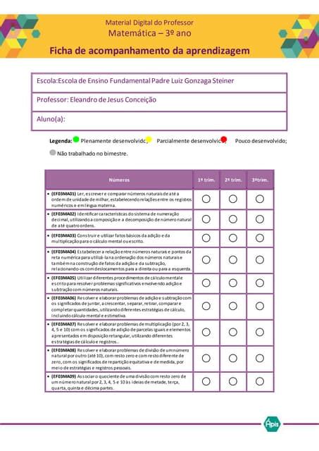 Ficha De Acompanhamento Da Aprendizagem Pdf