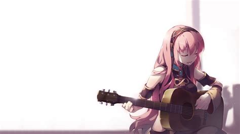 Pink Haired Anime Girl Playing Guitar Illustration Anime Girls