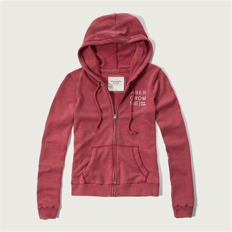 abercrombie and fitch logo graphic hoodie in red lyst