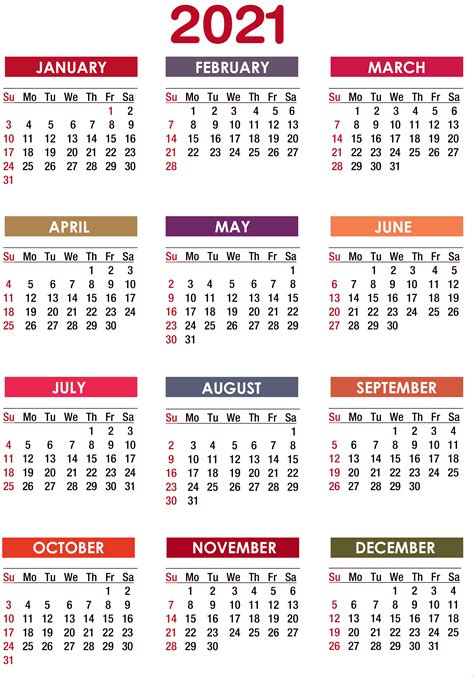 Calendar 2021 Png Image Png All