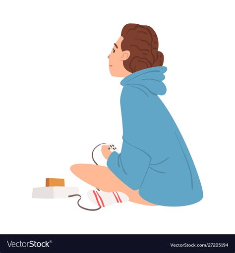 Girl Playing Video Games At Home Young Woman Vector Image