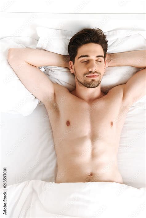 Naked Man Sleeping In Bed Indoors At Home Stock Adobe Stock