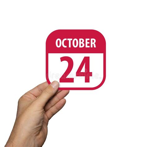 October 24th Day 24 Of Monthhand Hold Simple Calendar Icon With Date