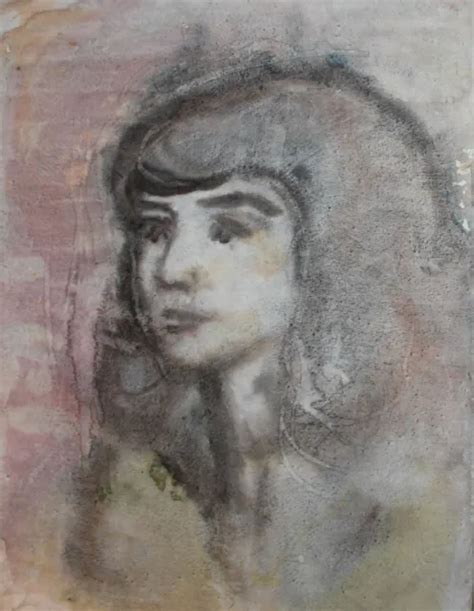 VINTAGE IMPRESSIONIST GIRL Portrait Watercolor Painting PicClick