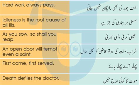 140 Urdu Proverbs Idioms With English Translation Urdu Muhavare In 2020
