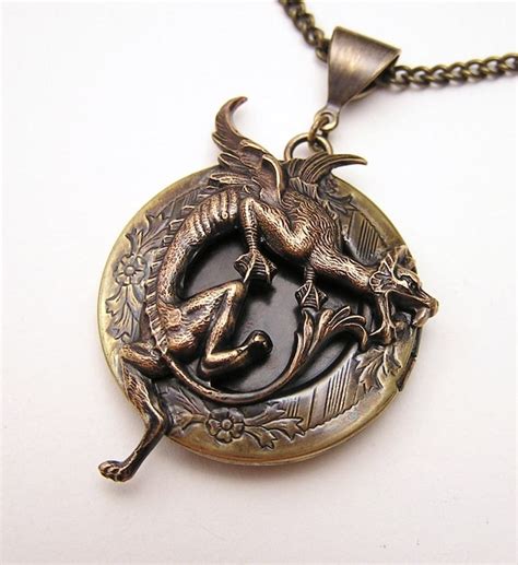 Dragon Locket Necklace Pendant Etsy Uk