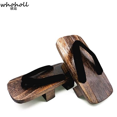 whoholl japanese geta clogs man sandals wooden shoes men two toothed heel platoform high summer