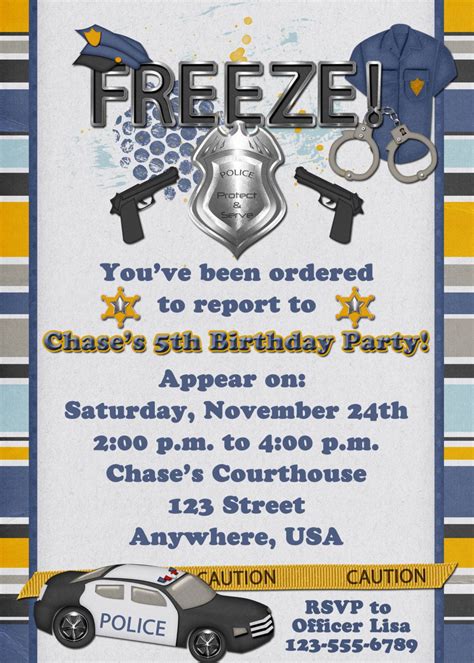 A quote from a current sergeant was it doesn't matter. Police Officer Birthday Party Invitation by ...
