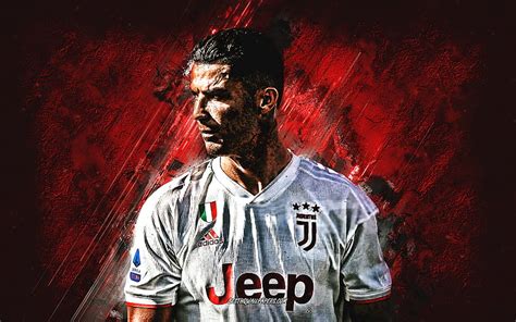 Cristiano Ronaldo Juventus Red Logo Portuguese Soccer Player Forward