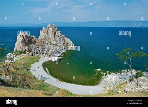 Rock Shamanka At Headland Burhan Olkhon Island Lake Baikal Siberia