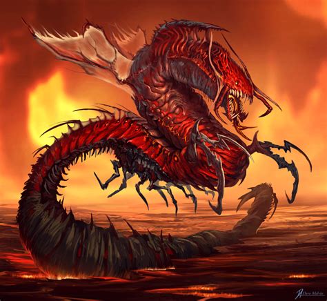 Hell Worm By Davesrightmind Monster Art Fantasy Creatures Creature Art