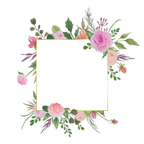 Watercolor Floral Frame Illustration Of Flowers Border With Roses And Green Leaves Png