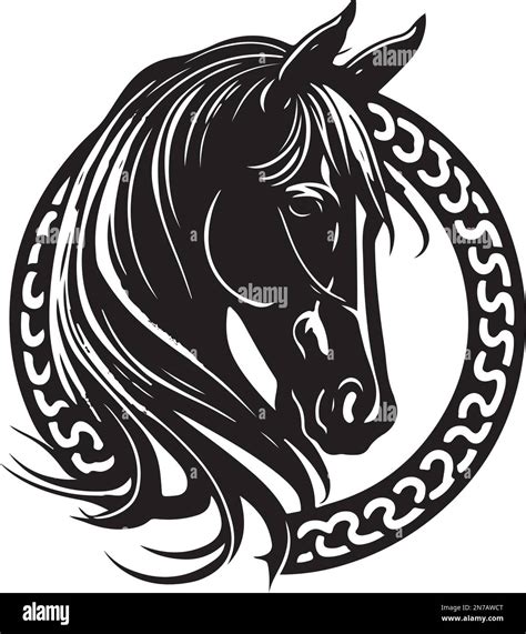 Vector Silueta De Una Cabeza De Caballos Con Ornamento Ilustración