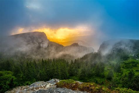 Beautiful Sunrise In Ceahlau Mountains Romania Stock Image Image Of