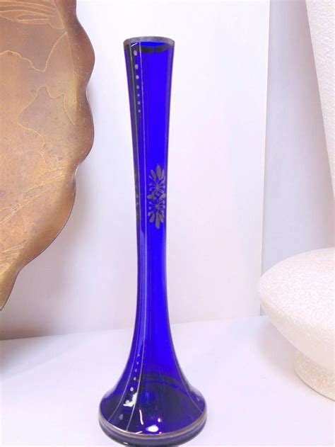 Cobalt Blue Vase Czech Glass Vase Made In Czechoslovakia Vase By Ourvintagehouse On Etsy Blue