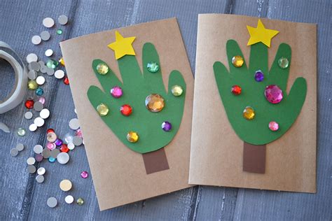 Handprint Christmas Tree Cards Kid Craft Glued To My Crafts