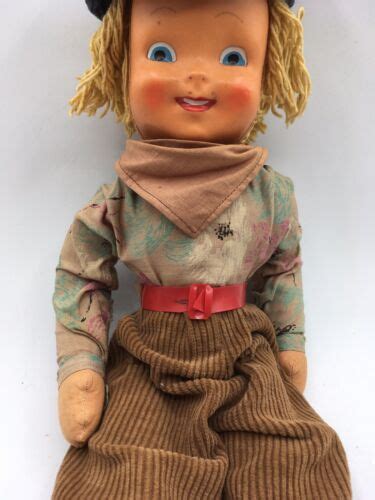 Vtg 1950s Cloth Sawdust Doll Celluloid Face Yarn Hair Stuffed Body Poland Ebay
