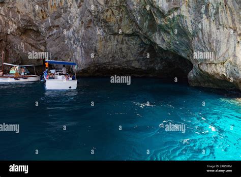 Exploring Caves During Boat Ride Around Capri Stock Photo Alamy