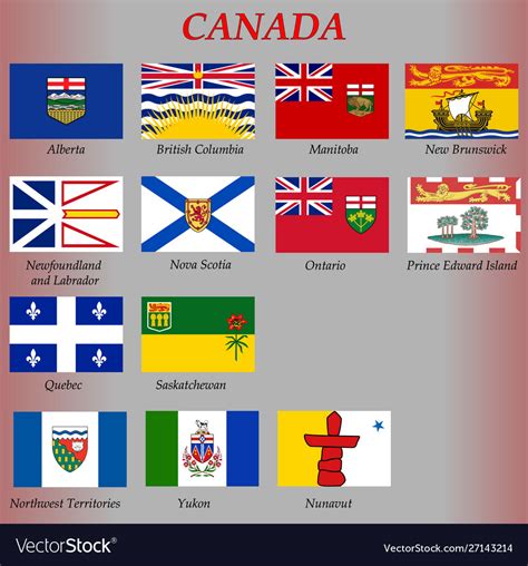All Flags Canada Regions Royalty Free Vector Image