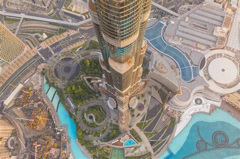 Aerial View Of The Burj Khalifa Building Dubai United Arab Emirates