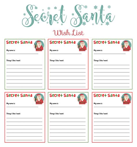 10 Best Secret Santa List Printable