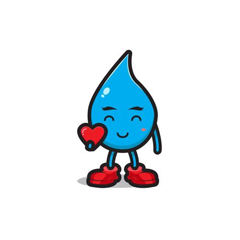 Cute Water Character Holding Love Water Cartoon Vector Icon