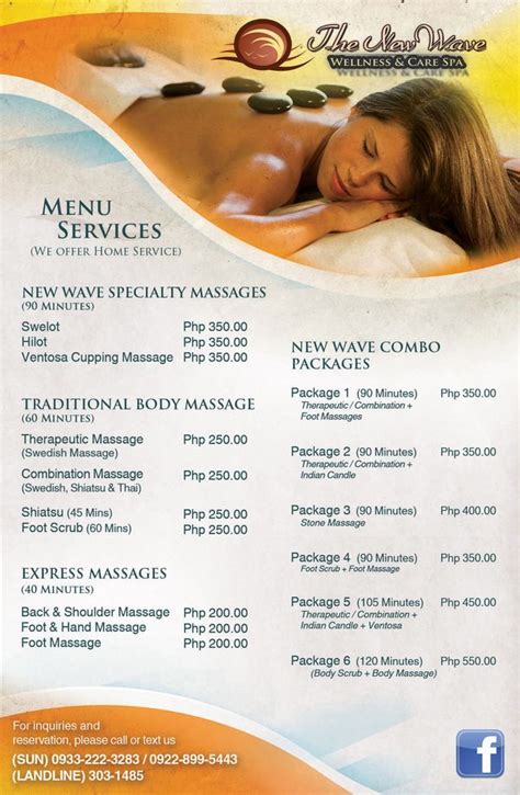 New Wave Spa Menu Spa Menu Spa Flyer Spa