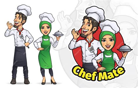 Premium Vector Cartoon Couple Muslim Chef