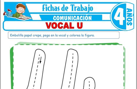 Vocal U Para Niños De Cuatro Años Fichas De Trabajo