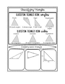 Classifying Triangles Notes Page by Middle and Math | TpT