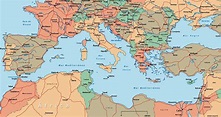 mapa del mediterraneo | Mapa del mediterráneo, Mapa de europa, Mapas