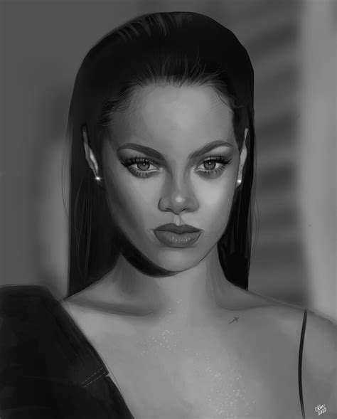 Portrait Of Rihanna Digital Rdrawing