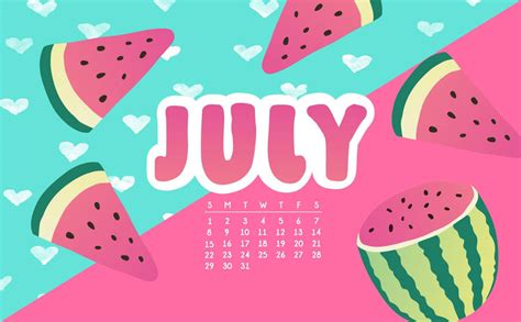 Download July Watermelons Calendar Wallpaper