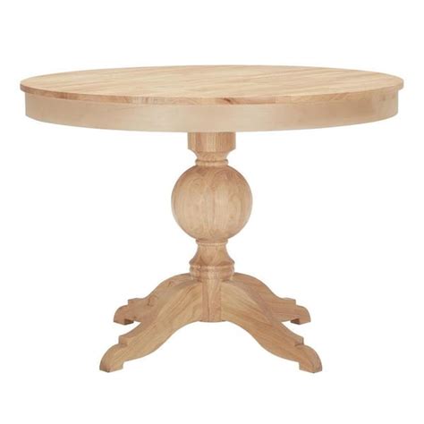 Stylewell Round Pedestal Unfinished Natural Pine Wood Table For 4 42