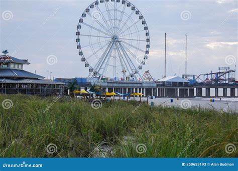 Steel Pier Ferris Wheel And Other Amusements On The Beach At Atlantic