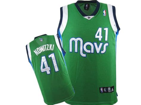 Dallas Maverick Dirk Nowitzki Authentic Green Jersey Dallas Mavericks