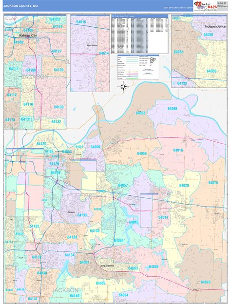 Jackson County Mo Wall Map Color Cast Style By Marketmaps Mapsales