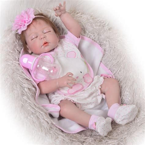 Cute 23 57 Cm Baby Reborn Girl Full Silicone Body Asleep Mohair Reborn