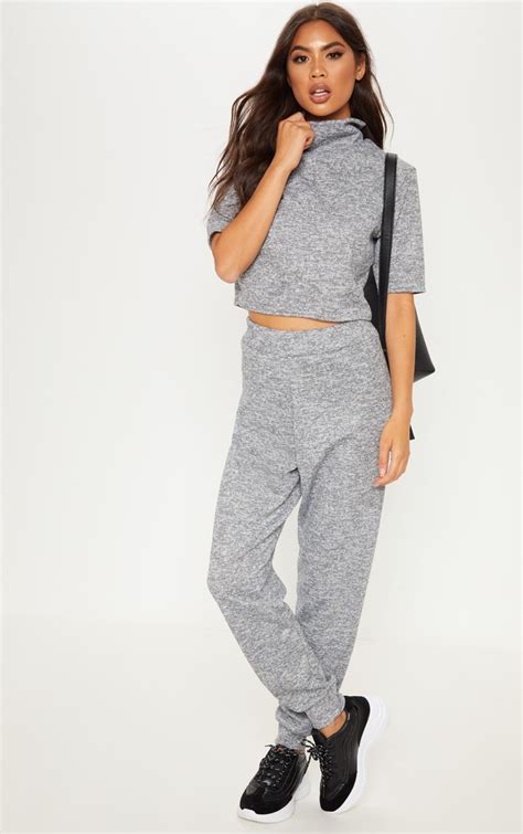 Grey Knitted Jogger Set Knitwear Prettylittlething