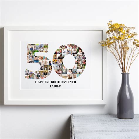 50th Birthday Photo Collage Number Photo Collage 50th Etsy
