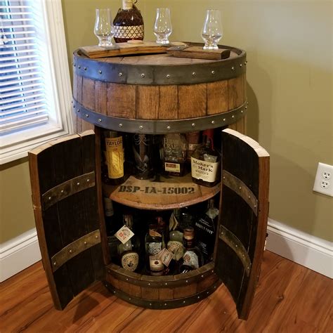 custom order for linden whiskey barrel liquor cabinet ~ handcrafted from a reclaimed whiskey