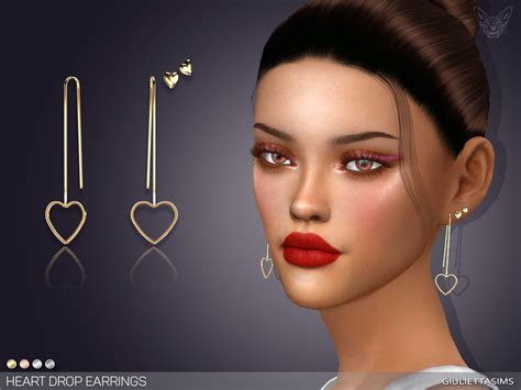 The Sims Resource Heart Drop Earrings By Feyona • Sims 4 Downloads