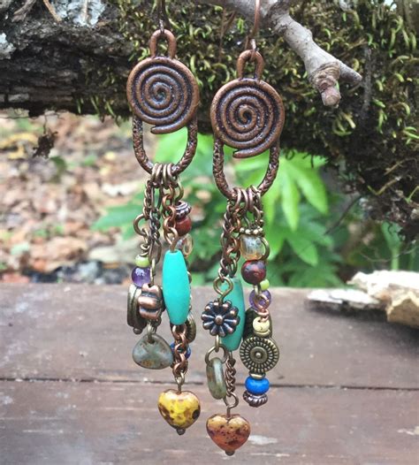 Hippie Earrings Bohemian Earrings Rustic Boho Earrings Etsy