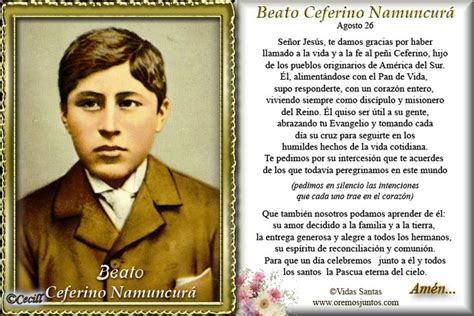 Ceferino namuncurá's first legacy is to his own nation and people: ® Santoral Católico ®: ORACIÓN AL Beato Ceferino Namuncurá